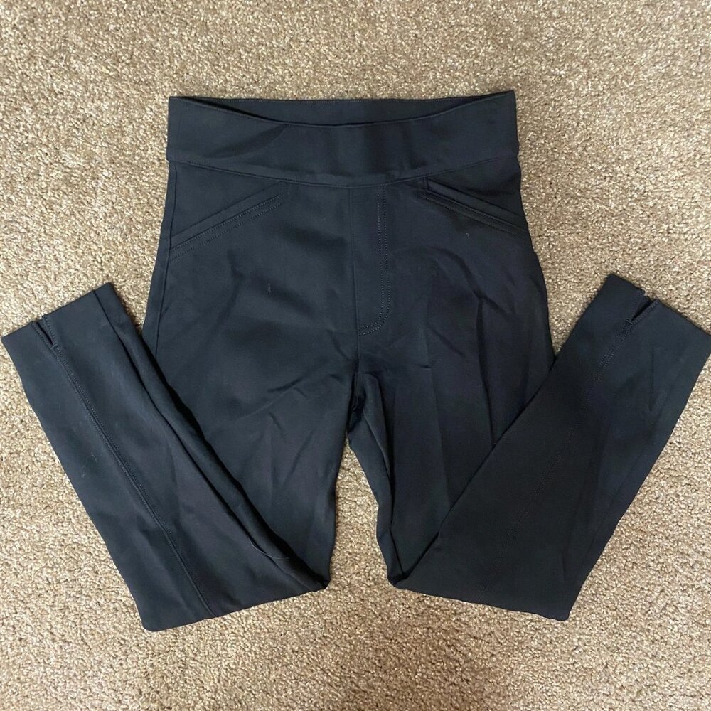 Spanx Leggings Stretch Women XS Petite‎ Black Mid Rise Basic Office Career Pants